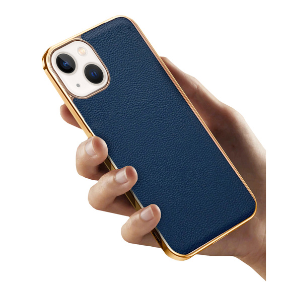 Чехол до iPhone 13, Cowhide Leather, синий