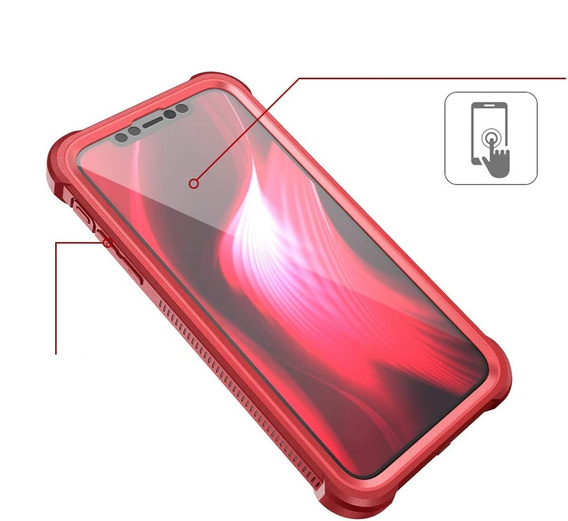 Чoхол до iPhone 11, Dexnor Full Body Rugged, прозорий / червоний