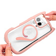 Чохол для iPhone 16 Pro, для MagSafe, Cute Cat, рожевий + захисне скло