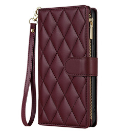 чехол-крышка для Samsung Galaxy A56 5G, Rhombus Crossbody Leather, бордовый