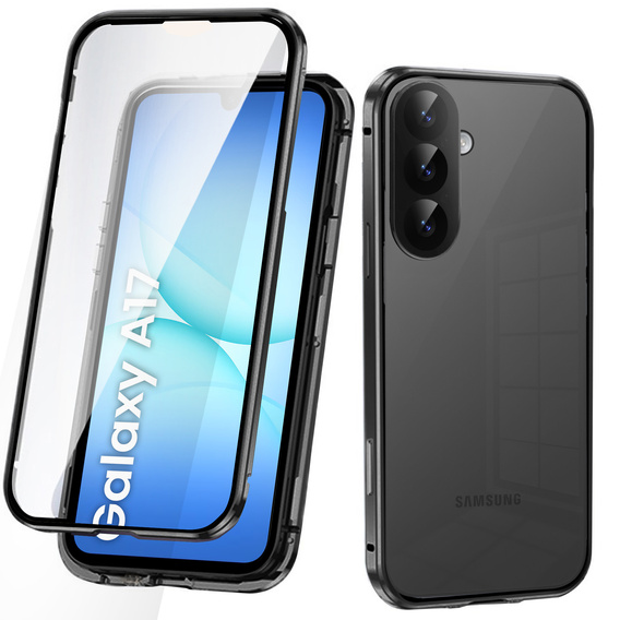 Чохол для Samsung Galaxy A17 5G, Magnetic Dual Glass, прозорий з чорними боковинами
