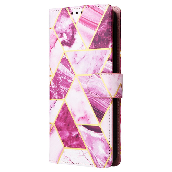 Откидной чехол для Xiaomi Redmi Note 13 Pro 4G / Xiaomi Redmi Note 14S / Xiaomi Poco M6 Pro 4G, Wallet, Marble фиолетовый