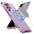 Кожаный чехол для Samsung Galaxy S24 Ultra, с защитой камеры, для MagSafe, фиолетовый