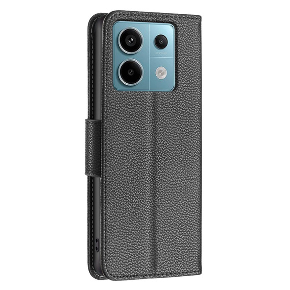 Чехол до Xiaomi Redmi Note 13 Pro 5G, Wallet Litchi Leather, чёрный