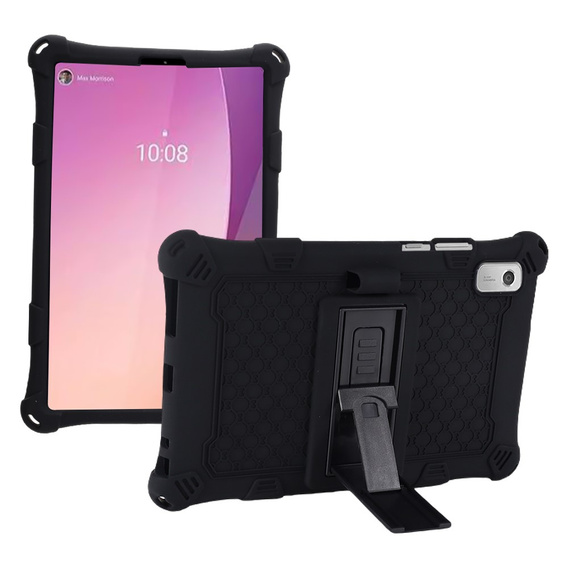 Чехол для Lenovo Tab M9, бронированный с подставкой и ремешком, чёрный