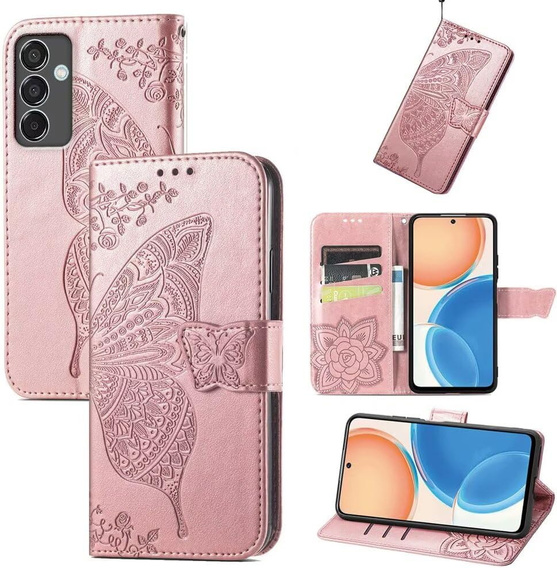 Чохол-книжка для Samsung Galaxy S24 FE, Butterfly, рожевий rose gold