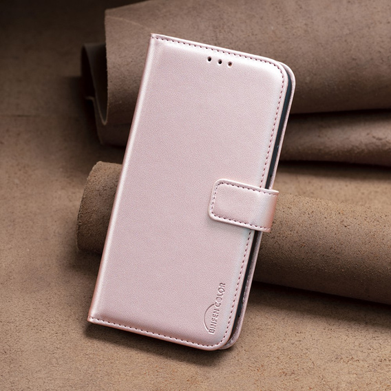Откидной чехол для Samsung Galaxy A25 5G, BINFEN Wallet, розовый + 9H стекло  