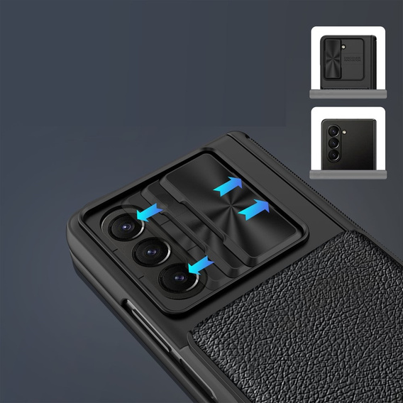 Чохол для Samsung Galaxy Z Fold5 5G, з магнітним гаманцем, чорний