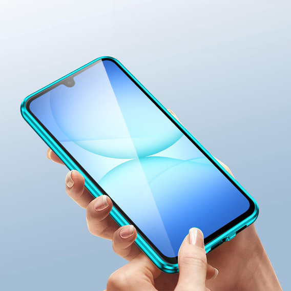 Чохол для Samsung Galaxy A17 5G, Magnetic Dual Glass, прозорий з синіми боковинами
