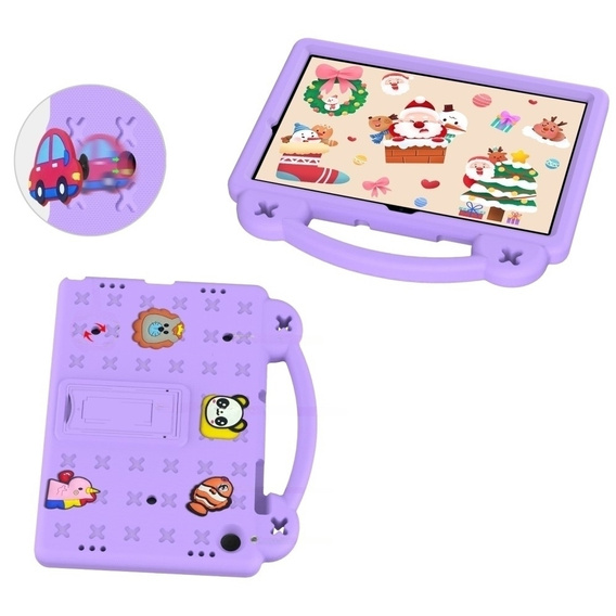 Дитячий чохол для планшета Samsung Galaxy Tab A9+, Cute Patterns, з підставкою, фіолетовий