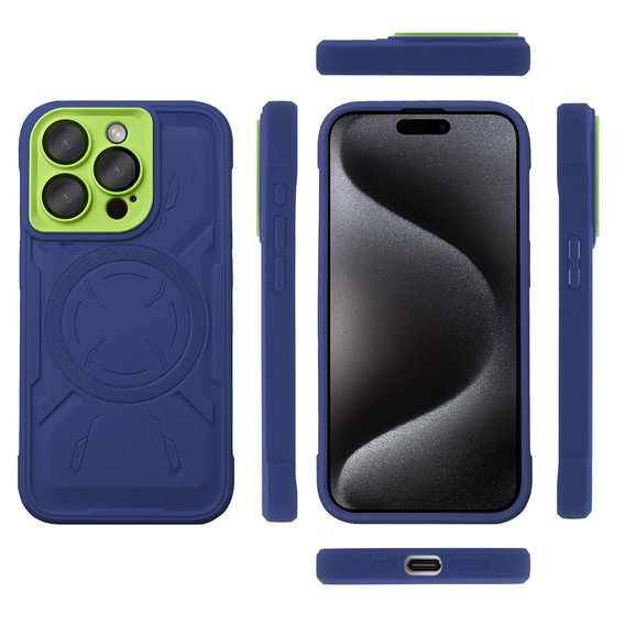 Чехол для iPhone 15 Pro, ERBORD Armor Mag, синий