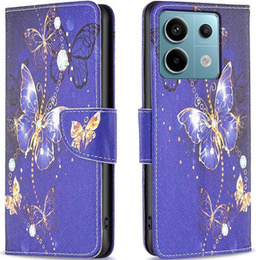 Откидной чехол для Xiaomi Redmi Note 13 Pro 5G, Wallet, Butterflies фиолетовый