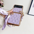 Чохол для Samsung Galaxy Z Flip4 5G, Grid Leather, фіолетовий