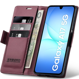 Чохол для Samsung Galaxy A17 5G, ERBORD Glossy Litchi, гаманець з клапаном, червоний