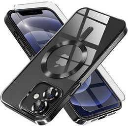 Чохол для iPhone 12, Electro MagSafe, чорний + Скло на екран