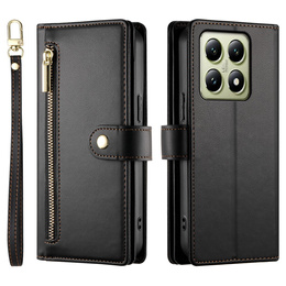 Откидной чехол для Xiaomi 14T, Wallet Zipper Pocket, чёрный