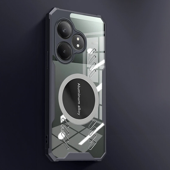 Чехол для Realme GT 6 / 6T, с магнитной пластиной, прозрачный / черный