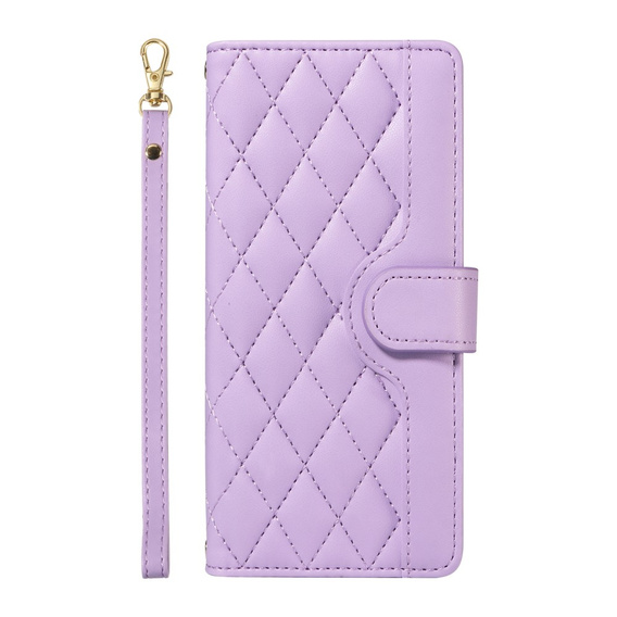 Чохол-сумка для iPhone 16E, Rhombus Crossbody Leather, фіолетовий