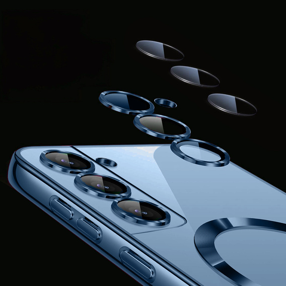 Чохол для Samsung Galaxy S22, Electro MagSafe, темно-синій + Скло на екран