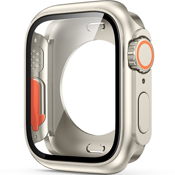 2в1 чохол та захисне скло для годинника Apple Watch 7/8 41MM, Starlight/Orange