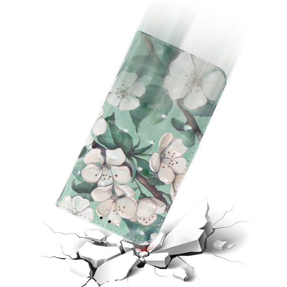 Чохол-книжка для Samsung Galaxy A15, Wallet, Flowers, зелений + скло 9H