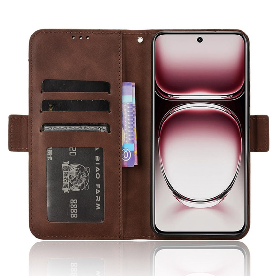 Футляр з клапаном для Oppo Reno 12, Card Slot, коричневий