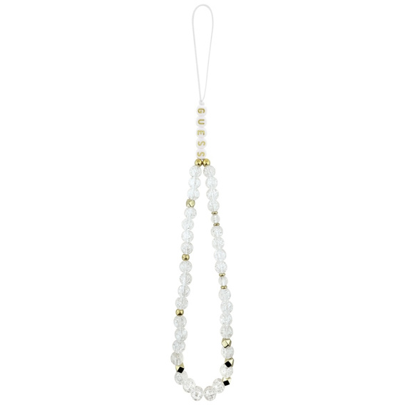 Чехол Guess IML Flowers Electroplated Allover With Beads Strap, для MagSafe, с ремешком для iPhone 17 Pro