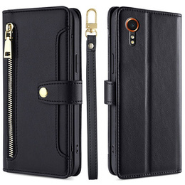 Откидной чехол для Samsung Galaxy Xcover 7, Wallet Zipper Pocket, чёрный