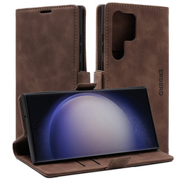 Чехол для Samsung Galaxy S23 Ultra, ERBORD Vintage, бумажник с клапаном, кофе