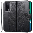 Откидной чехол для Xiaomi Poco F5 Pro, Butterfly, чёрный