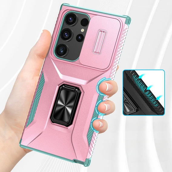 Чехол для Samsung Galaxy S24 Ultra, крышка объектива, розовый/зелёный