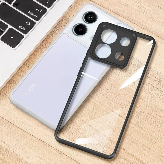 Чехол для Xiaomi Redmi Note 13 Pro 4G / Xiaomi Redmi Note 14S / Xiaomi Poco M6 Pro 4G, Fusion Hybrid, с защитой камеры, прозрачный / черный