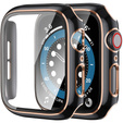 2в1 чехол и защитное стекло для часов Apple Watch 7/8 45mm - Black / Gold