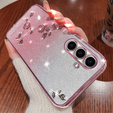 Чохол для Samsung Galaxy A54, Glitter Flower, рожевий rose gold