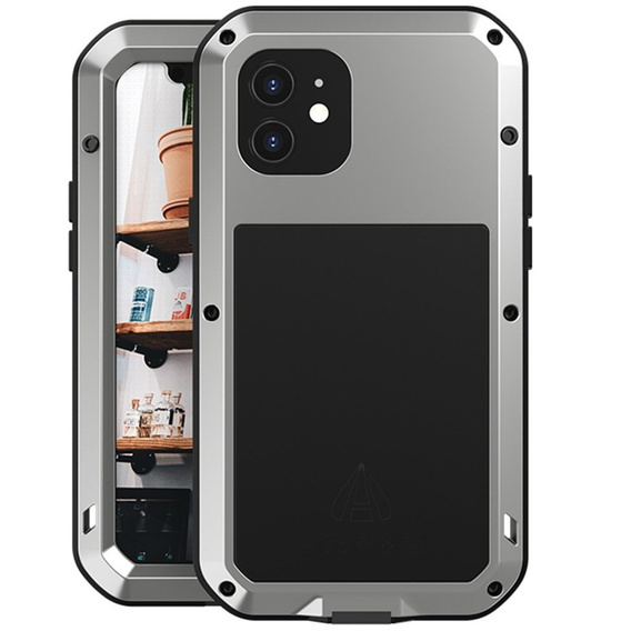 Чехол Love Mei до iPhone 12, armored with glass, серый