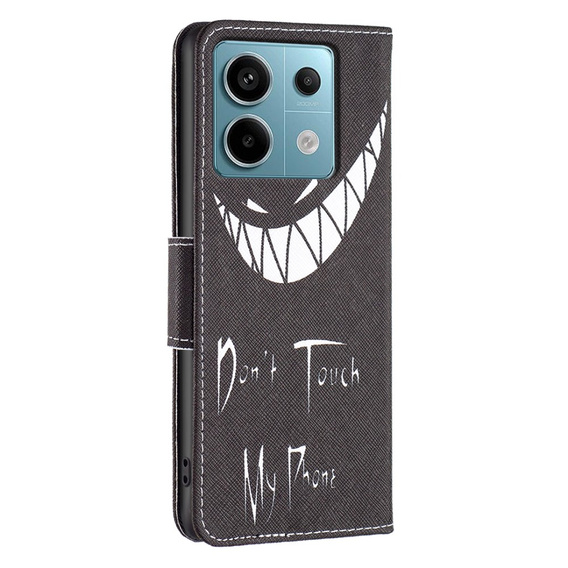 Откидной чехол для Xiaomi Redmi Note 13 Pro 5G, Wallet, Don't Touch My Phone чёрный