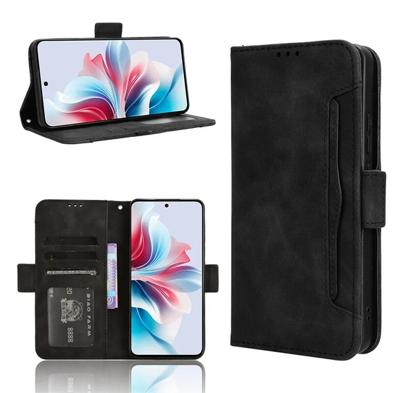Футляр з клапаном для Oppo Reno 11F 5G, Card Slot, чорний