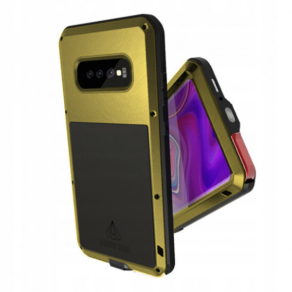 Чехол Love Mei до Samsung Galaxy S10+ Plus, armored with glass, жёлтый