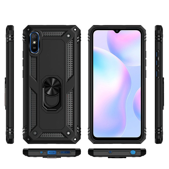 Бронированный Чехол до Xiaomi Redmi 9A, Nox Case Ring, чёрный