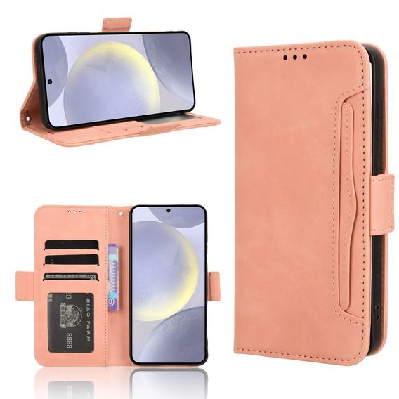 Футляр з клапаном для Samsung Galaxy S25 FE, Card Slot, рожевий