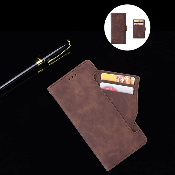 Откидной чехол для Motorola Edge 50 Pro, Card Slot, коричневый