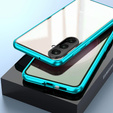Чохол для Samsung Galaxy A17 5G, Magnetic Dual Glass, прозорий з синіми боковинами