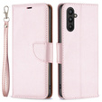 Откидной чехол для Samsung Galaxy A25 5G, Wallet Litchi Leather, розовый + 9H стекло 