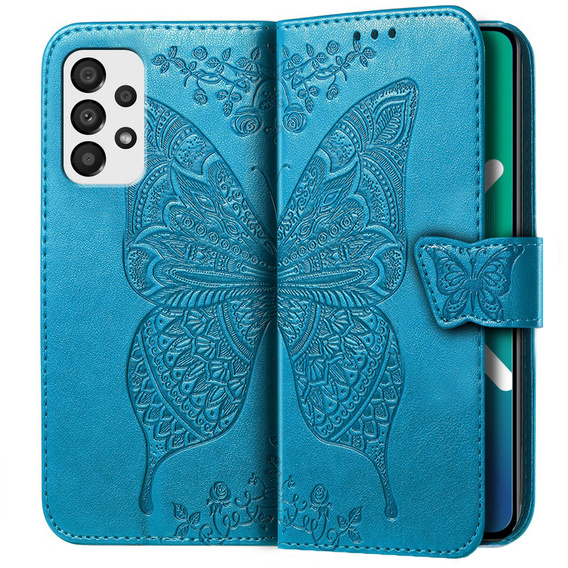 Откидной чехол для Samsung Galaxy A33 5G, Butterfly, синий