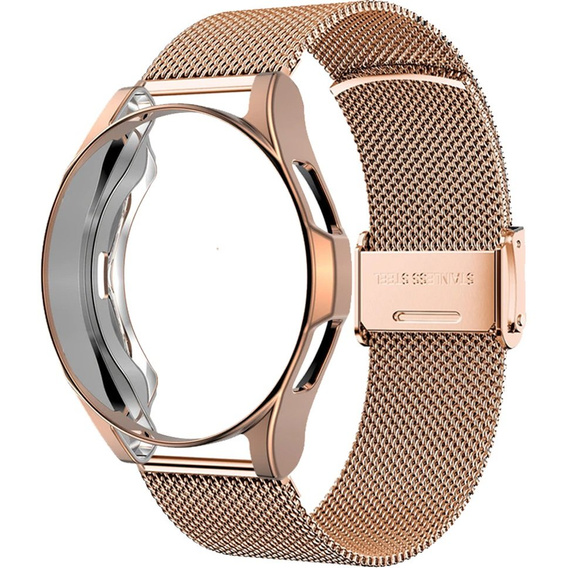 Металический браслет с чехлом для часов Samsung Galaxy Watch 4 40mm, Rose Gold