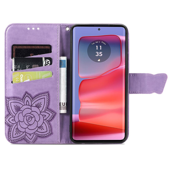 Откидной чехол для Motorola Edge 50 Ultra, Butterfly, фиолетовый