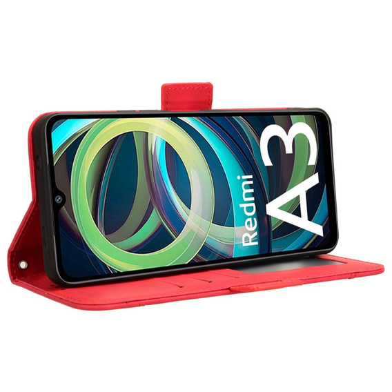 Откидной чехол для Xiaomi Redmi A3, Card Slot, красный