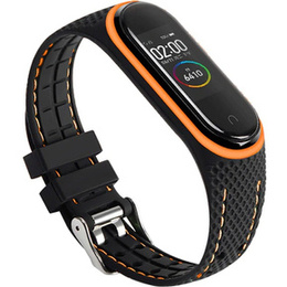 Силиконовый ремешок для Xiaomi Mi Band 5/6/7/7 NFC, Black/Orange