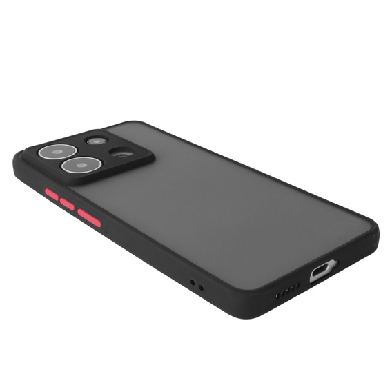 Силиконовый чехол для Xiaomi Redmi Note 13 Pro 5G, с защитой камеры, прозрачный / черный + закаленное стекло 9H