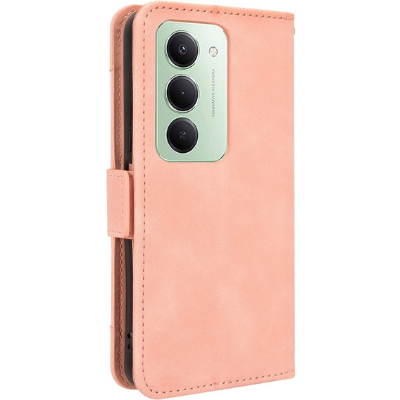 Чехол с клапаном для Xiaomi Redmi 15 5G / 4G, слот для карт, бумажник, розовый